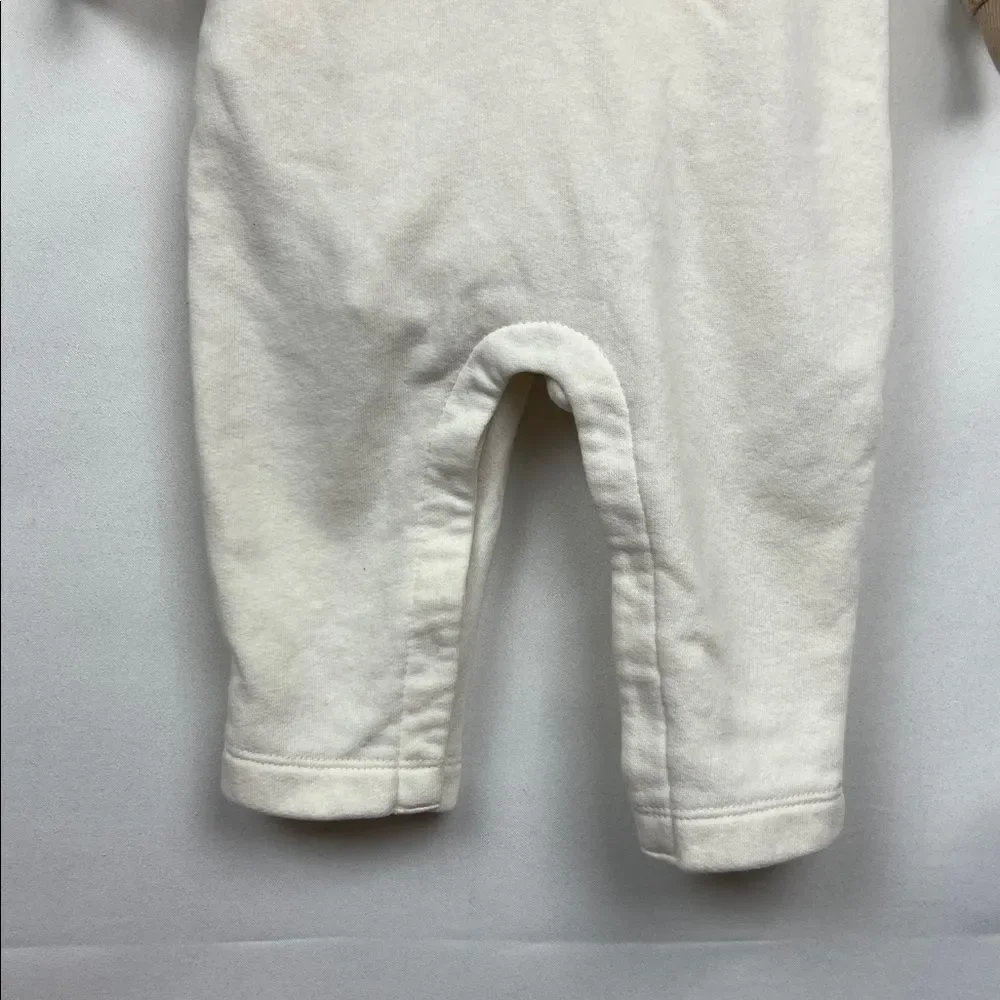 Old Navy ivory French Terry jumpsuit with waffle ivory and tan waffle bodysuit